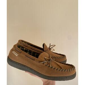 LB Evans Hideaways plaid lined leather slip on loafers mocassins mens 10